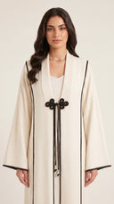 The Hawraa Pleated Collar Detail Abaya with Cord Tie Accent