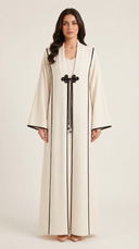 The Hawraa Pleated Collar Detail Abaya with Cord Tie Accent