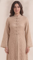 The Zahwan Lace Abaya with Mandarin Collar Detail