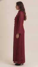 The Zahwan Lace Abaya with Mandarin Collar Detail