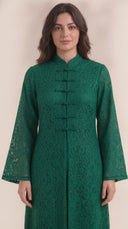 The Zahwan Lace Abaya with Mandarin Collar Detail