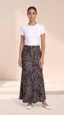 The Hadia Satin Zebra Print Maxi Skirt