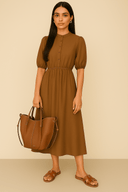 Mocha Casual Dress - The Abaya Lab