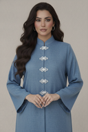 The Nouf Classic Floral Button Detail Abaya