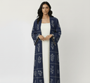 Navy Floral Embroidered Cotton Satin Abaya - TAL by The Abaya Lab