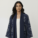 Navy Floral Embroidered Cotton Satin Abaya - TAL by The Abaya Lab