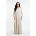 Oyster Satin - Silk Open Abaya with Textured Trim - TAL by The Abaya Lab