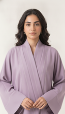The Saja Contrast Stitch Open Abaya with Shawl Collar