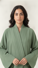 The Saja Contrast Stitch Open Abaya with Shawl Collar