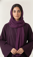 The Saja Contrast Stitch Open Abaya with Shawl Collar
