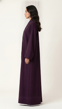 The Saja Contrast Stitch Open Abaya with Shawl Collar