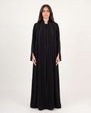 The Najoom Contrast Stitch Open Front Abaya