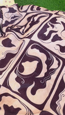 The Hana Taupe Velvet-Print Abaya