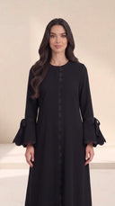 The Warisa Scallop Trim Abaya with Tie Cuffs