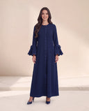The Warisa Scallop Trim Abaya with Tie Cuffs