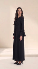 The Warisa Scallop Trim Abaya with Tie Cuffs