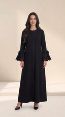 The Warisa Scallop Trim Abaya with Tie Cuffs