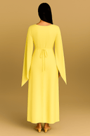 Saira Buttercream Yellow Modest Cape - Sleeve Dress - The Abaya Lab
