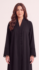 The Safiya Pleated Trim Button Detail Abaya