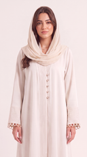 The Safiya Pleated Trim Button Detail Abaya