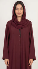 The Hasna Scalloped Collar Front-Close Abaya