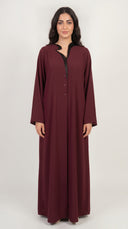 The Hasna Scalloped Collar Front-Close Abaya