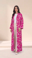 The Wafiqa Statement Floral Print Open-Front Abaya