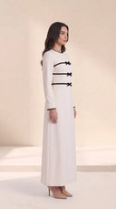 The Umniya Tailored Abaya with Bow & Contrast Trim Detail