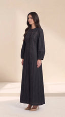 The Zuhra Button-Front Abaya with Contrast Topstitching