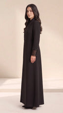 The Nouran Lattice Cutout Cuff Abaya, in Black, side view