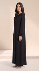 The Fareeda Beaded Branch Neckline Abaya, in Black, side view