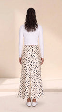 The Noura Satin Polka Dot Maxi Skirt