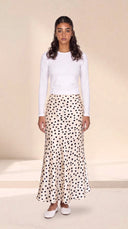 The Noura Satin Polka Dot Maxi Skirt