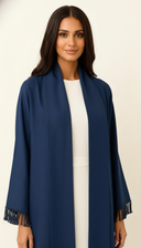 The Azeeza Tassel Sleeve Trim Open Abaya