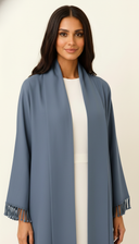 The Azeeza Tassel Sleeve Trim Open Abaya