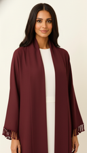 The Azeeza Tassel Sleeve Trim Open Abaya