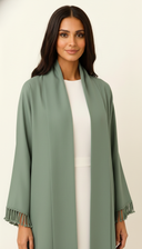 The Azeeza Tassel Sleeve Trim Open Abaya