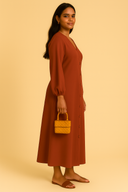 The Sana Terracotta Button-Down Dress