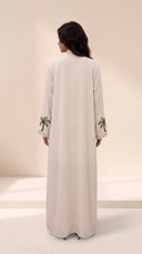 The Shaikha Linen Blend Abaya with Palm Embroidered Cuff Detail