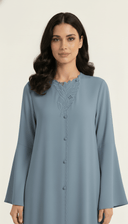 Th Farheen Floral Embroidered Button Detail Abaya - TAL by The Abaya Lab