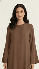 Th Farheen Floral Embroidered Button Detail Abaya - TAL by The Abaya Lab