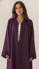 The Aabirah Floral Cutwork Scallop Trim Open Abaya - TAL by The Abaya Lab
