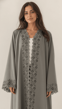 The Aabirah Floral Cutwork Scallop Trim Open Abaya - TAL by The Abaya Lab