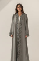 The Aabirah Floral Cutwork Scallop Trim Open Abaya - TAL by The Abaya Lab