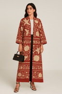 The Abeer Bohemian Red Casual Abaya - TAL by The Abaya Lab