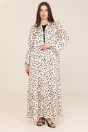 The Abeer Ivory Polka Dot Abaya - TAL by The Abaya Lab
