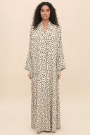 The Abeer Ivory Polka Dot Silk Abaya - TAL by The Abaya Lab