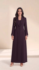 The Abla Shawl Collar Abaya, in Dark Purple, front view