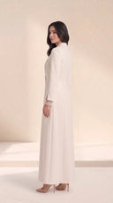 The Abla Shawl Collar Abaya, in Off White, side view