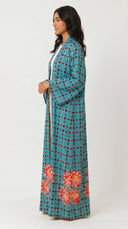 The Afiya Geometric Floral Print Open Front Abaya - TAL by The Abaya Lab